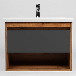 Viant Мебель для ванной Бостон 60 1 ящик подвесная графит/дуб вотан – фотография-4
