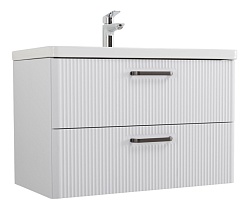 BelBagno Тумба с раковиной Due 80 подвесная Белый металлик ручки Матовый тёмный никель – фотография-1