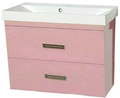 Misty Тумба с раковиной Джулия QVATRO 90 подвесная конус розовая – фотография-1