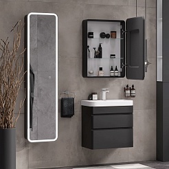 Equil Зеркальный шкаф Eltoro 60 R чёрный софт – фотография-5