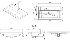 Am.Pm Мебельная раковина Gem 75 черная матовая – фотография-3