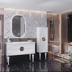 Opadiris Мебель для ванной Ибица 120 с овальным зеркалом белая/золото – фотография-2