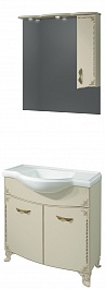 Какса-а Мебель для ванной Классик-Д 80 бежевый/золото, подсветка – фотография-1