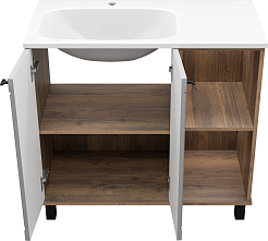 Brevita Тумба под раковину Lumus 90 L с подсветкой серая/дуб галифакс олово – фотография-7