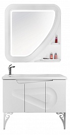 Водолей Мебель для ванной "Арнелла Капля 100" белая, дверцы – фотография-1