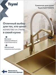 Teymi Смеситель для кухни Solli T10273 золото матовое/белый – фотография-10
