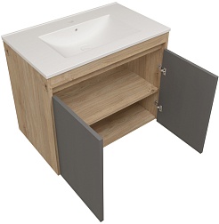 Teymi Тумба под раковину Netta 75 подвесная без фасада дуб – фотография-4