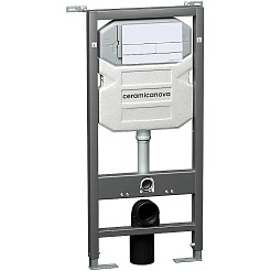 Ceramicanova Подвесной унитаз Metric Rimless с шумоизоляционной панелью CN1000 с системой инсталляции Envision кнопка Flat белая – фотография-3