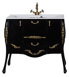 Aquanet Тумба с раковиной "Виктория 90" черный/золото – фотография-7
