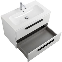 Cezares Тумба с раковиной Eco Cer-N 80 bianco opaco CZR-8073-80 ручки матовые чёрные – фотография-4