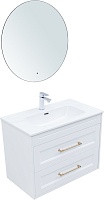Aquanet Мебель для ванной Бостон New 80 Flat подвесная с золотыми ручками белый сатин