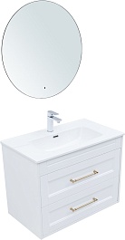 Aquanet Мебель для ванной Бостон New 80 Flat подвесная с золотыми ручками белый сатин – фотография-1