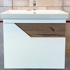 Бриклаер Мебель для ванной Брайтон 60 белая матовая/дуб кера – фотография-6