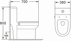 Azario Унитаз-моноблок Brusco AZ-1085B с функцией биде с бачком с сиденьем микролифт белый – фотография-7