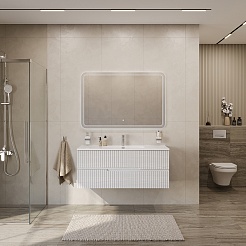 Cezares Тумба под раковину Duet-N 120 подвесная ясень белый софт – фотография-5