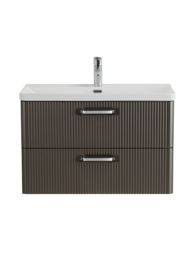 BelBagno Тумба с раковиной Due 80 подвесная Оружейная сталь ручки Хром полированный – картинка-7