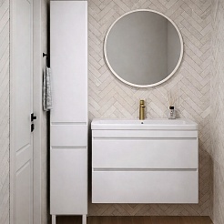 Vivon Тумба с раковиной Atwood 80 подвесная белая матовая – фотография-17