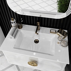 Opadiris Мебель для ванной Ибица 90 подвесная белая/золото – фотография-6