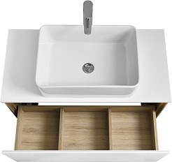 Акватон Тумба под раковину Либерти 90 белая/дуб эльвезия – фотография-17