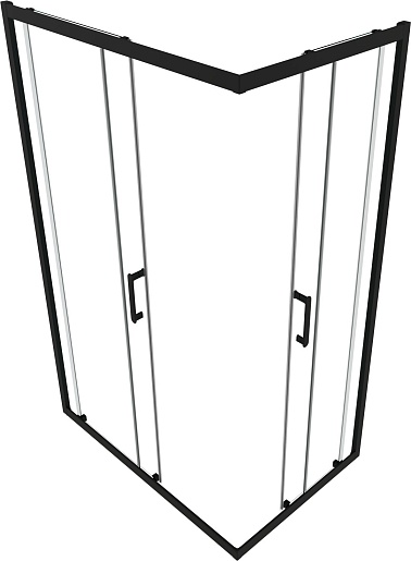 Triton Душевой уголок Фикс-Блэк 120х80 стекло прозрачное профиль черный матовый – фотография-4