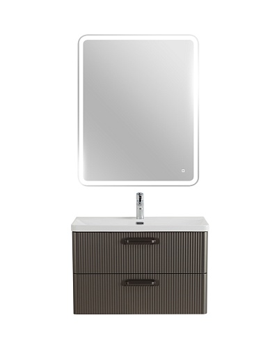 BelBagno Тумба с раковиной Due 80 подвесная Оружейная сталь ручки Матовый тёмный никель – фотография-16