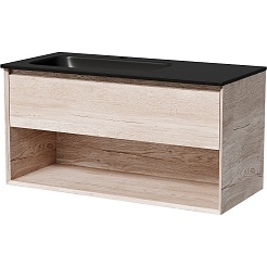 Sancos Тумба с раковиной Marmi 1.0 100 L дуб галифакс натуральный раковина Grace 101 L CN7014MB – фотография-1