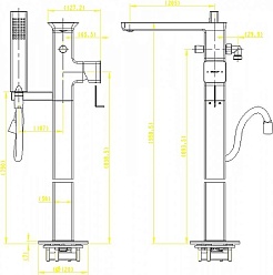 Bravat Смеситель для вынны с душем Phillis F656101C-B3-ENG хром напольный – фотография-2