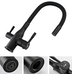 Frap Смеситель для кухни H69 F4396-6 черный – фотография-2