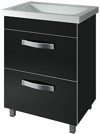 Какса-а Тумба с раковиной Хилтон 60 напольная, черная – фотография-1