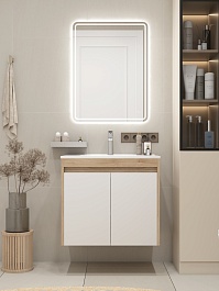 Teymi Тумба с раковиной Netta 70 подвесная дуб/белый – фотография-9