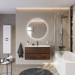 Cezares Тумба с раковиной Eco Cer-N 100 орех шоколад софт CZR-8095-100 ручки матовые чёрные – фотография-3