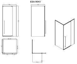 Esbano Душевое ограждение ESA-90KV-B 90/90 – фотография-7