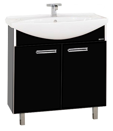 Misty Тумба с раковиной Джулия 75 прямая черная – фото-1