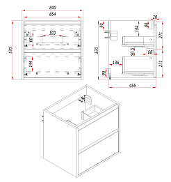 Зов Тумба с раковиной Парма 90 подвесная аттик – фотография-7