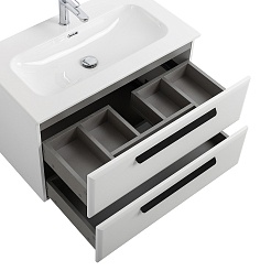 Cezares Тумба с раковиной Eco Cer-N 80 bianco opaco CZR-8073-80 ручки матовые чёрные – фотография-3