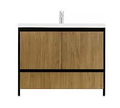 Velvex Тумба с раковиной напольная Klaufs 100 черная/дерево – фотография-6