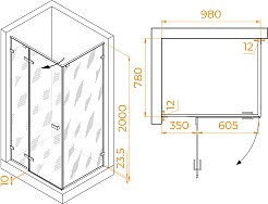 RGW Душевой уголок Stilvoll SV-040 100x80 профиль хром стекло матовое сатинат – фотография-7