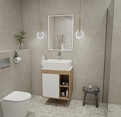 Teymi Тумба с раковиной Nura 70 дуб эврика/белый матовый T60528 раковина T50005 – фотография-2