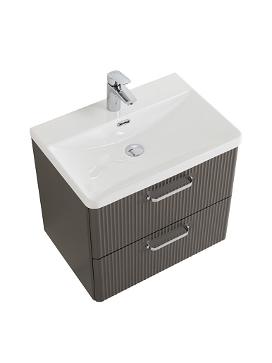 BelBagno Тумба с раковиной Due 50 подвесная Оружейная сталь ручки Хром полированный – фотография-8