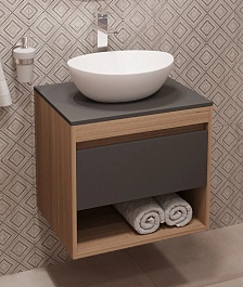 Teymi Тумба с раковиной Ritta 55 дуб эврика/графит матовый подвесная T60523 раковина T50505 – фотография-1
