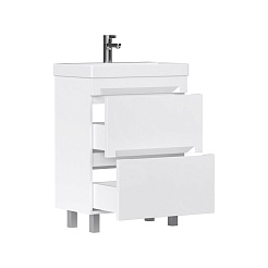 Equil Тумба с раковиной Corner 70 2 ящика напольная белая – фотография-2