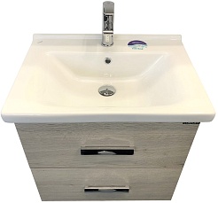 Comforty Тумба с раковиной Парма 60 подвесная дуб дымчатый – фотография-2