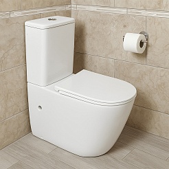 Azario Унитаз-компакт Riano AZ-1307A безободковый с бачком с сиденьем микролифт белый – фотография-2