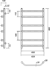 Domoterm Полотенцесушитель Лаура П6 600x800 золото – фотография-3