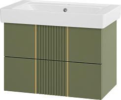Brevita Тумба под раковину Vega 80 подвесная зеленая/золото – фотография-3