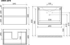 Sancos Тумба с раковиной Libra 70 дуб чарльстон раковина Element 71 CN7007MB – фотография-4