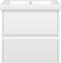 Misty Тумба с раковиной Алиса 58, 2 ящика, подвесная – фотография-1