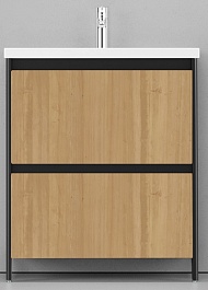 Velvex Тумба под раковину напольная Klaufs 70 черная/дерево – фотография-1