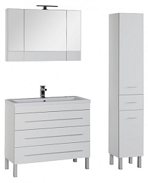 Aquanet Тумба с раковиной Верона 100 напольная, ящики, белая – фотография-4