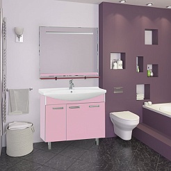 Misty Тумба с раковиной Джулия 120 прямая розовая – фотография-8